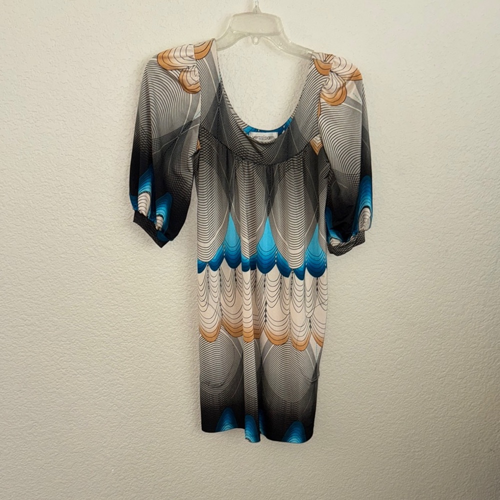 Veronica M Black and Blue Geometric Dress